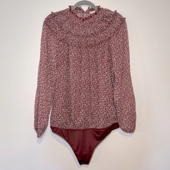 Abercrombie and Fitch Women’s High Neck Floral Chiffon Bodysuit - Picture 1 of 4